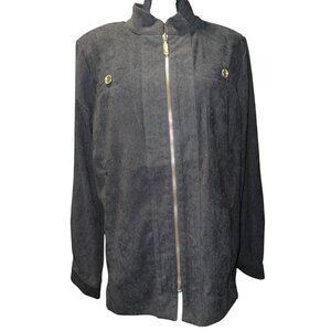 Bob Mackie Womens Jacket M Black Gold Button‎